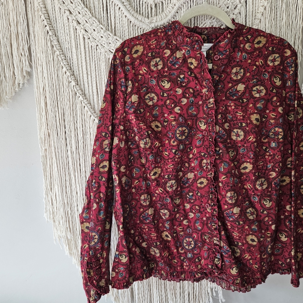 Christopher & Banks Red Patterned Blouse